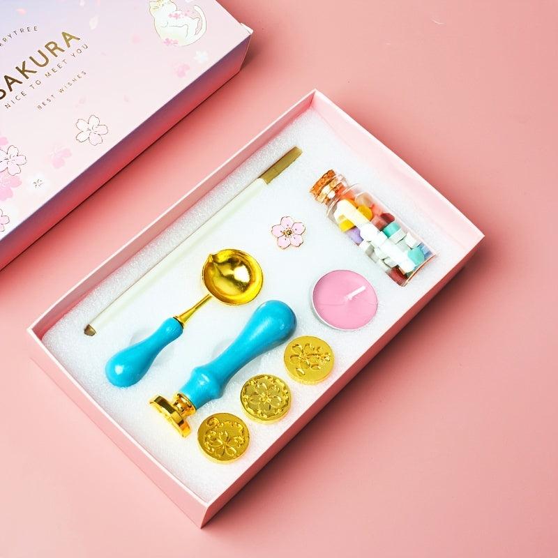 Wax Seal Stamp Kit 9in1 Sealing Envelopes Wax Stamp Set With Spoon Candles