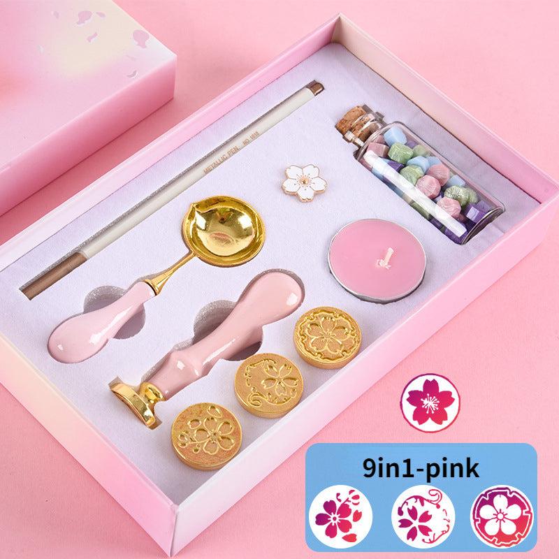 Wax Seal Stamp Kit 9in1 Sealing Envelopes Wax Stamp Set With Spoon Candles