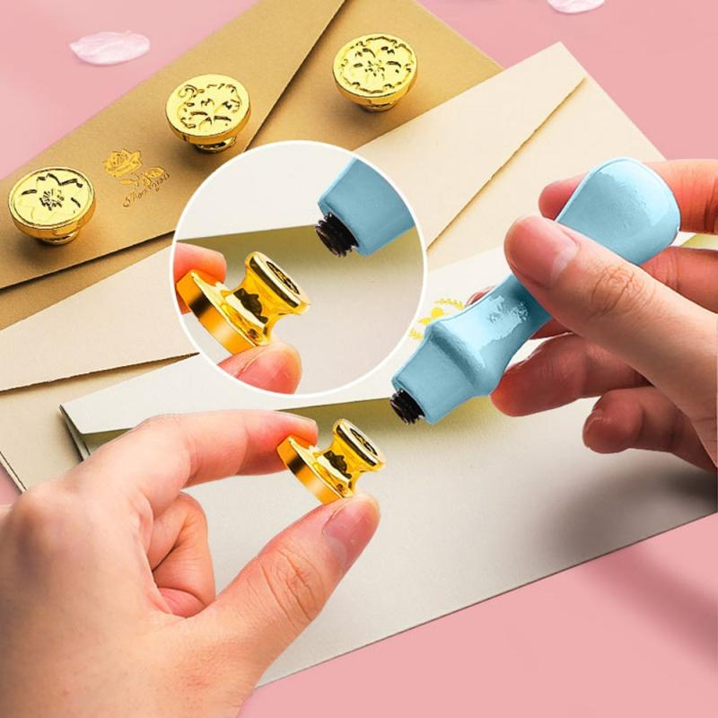 Wax Seal Stamp Kit 9in1 Sealing Envelopes Wax Stamp Set With Spoon Candles