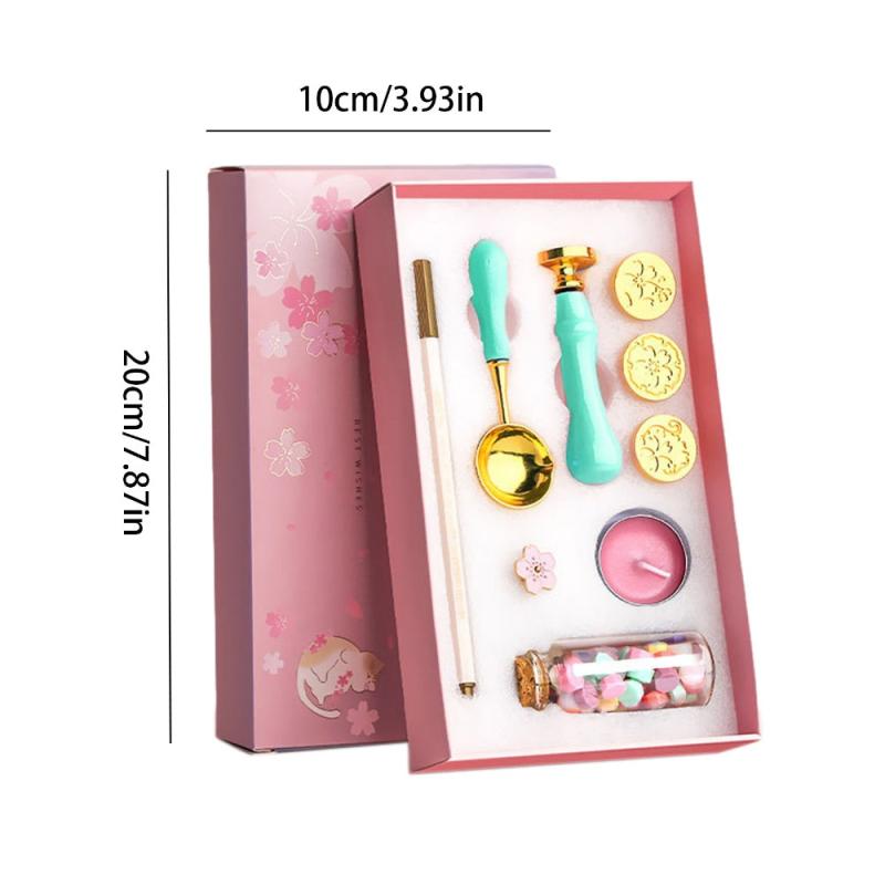Wax Seal Stamp Kit 9in1 Sealing Envelopes Wax Stamp Set With Spoon Candles