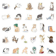 53pcs Cartoon Naughty Cat Graffiti Sticker for Laptop Computer