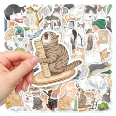 53pcs Cartoon Naughty Cat Graffiti Sticker for Laptop Computer