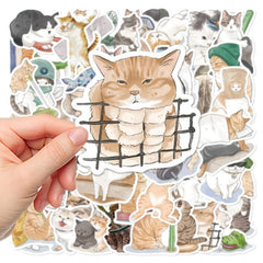53pcs Cartoon Naughty Cat Graffiti Sticker for Laptop Computer
