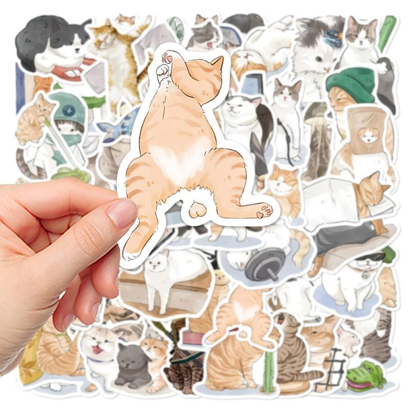 53pcs Cartoon Naughty Cat Graffiti Sticker for Laptop Computer
