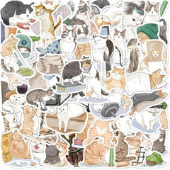 53pcs Cartoon Naughty Cat Graffiti Sticker for Laptop Computer