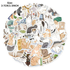 53pcs Cartoon Naughty Cat Graffiti Sticker for Laptop Computer
