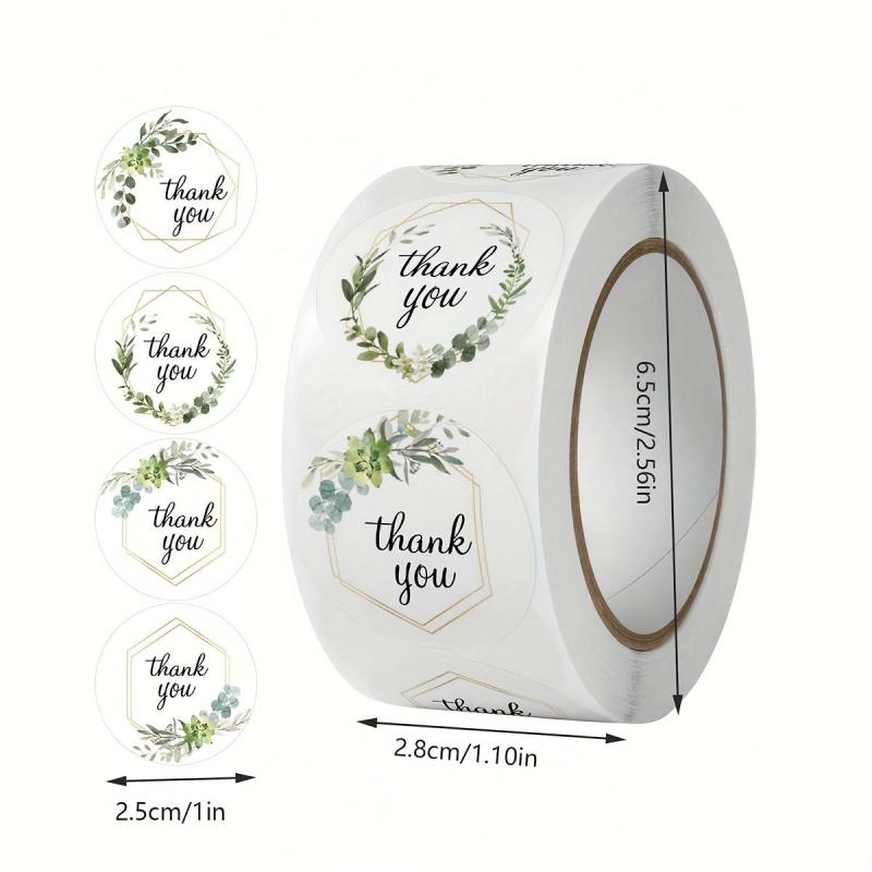 500 Floral Thank You Stickers Wedding Decor Self Adhesive Labels