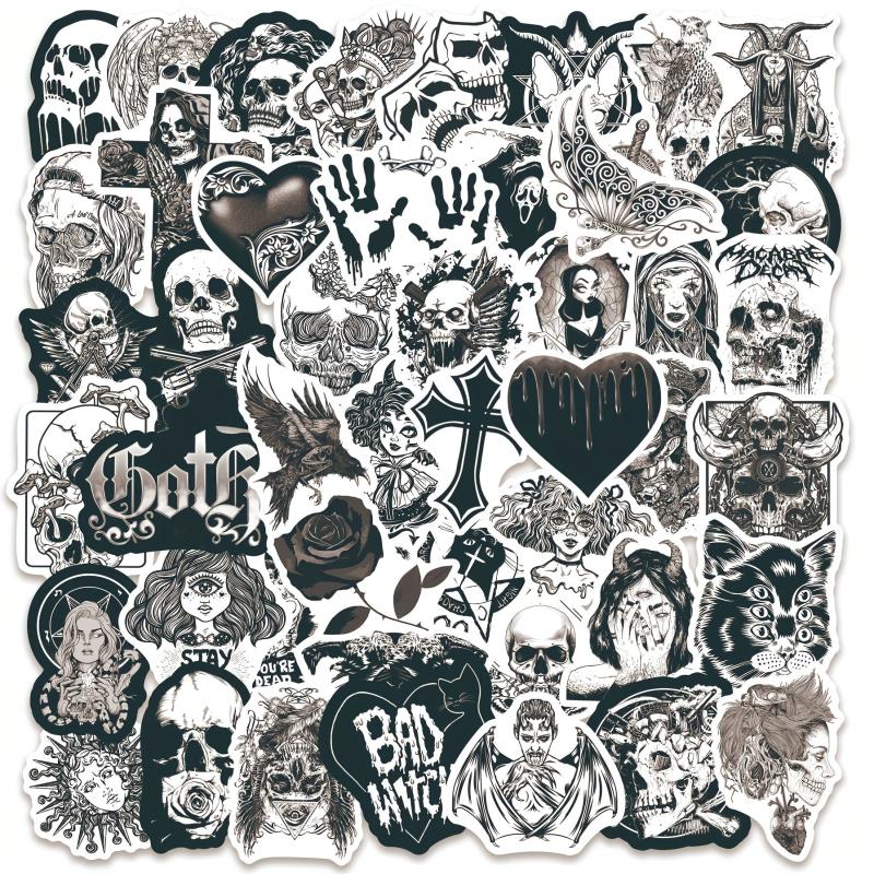 50pcs Punk Thriller Horror Skull Sticker Motorcycle Laptop Cup Waterp