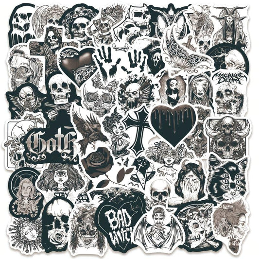 50pcs Punk Thriller Horror Skull Sticker Motorcycle Laptop Cup Waterp