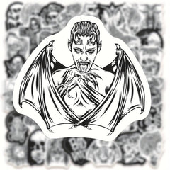 50pcs Punk Thriller Horror Skull Sticker Motorcycle Laptop Cup Waterp