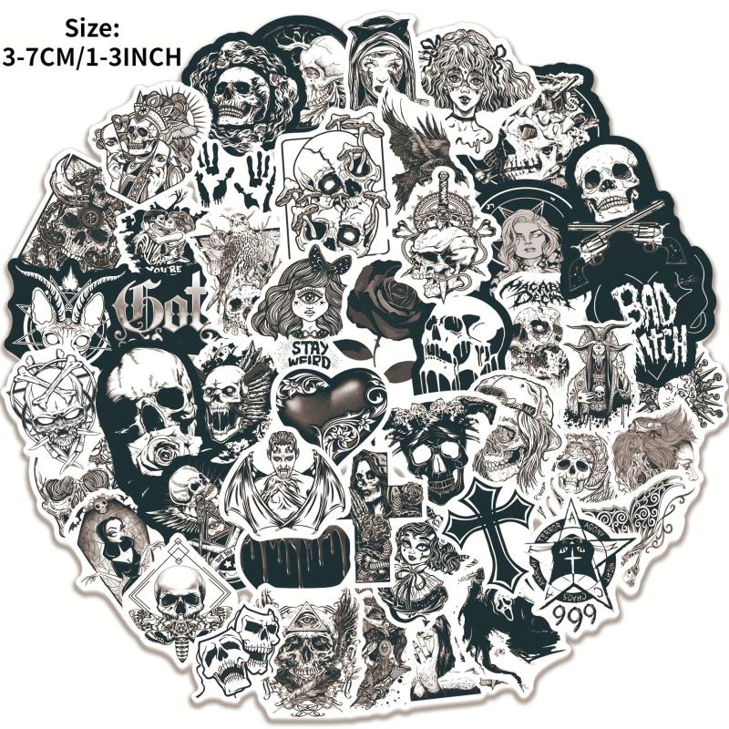 50pcs Punk Thriller Horror Skull Sticker Motorcycle Laptop Cup Waterp