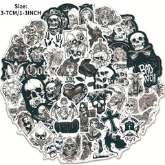 50pcs Punk Thriller Horror Skull Sticker Motorcycle Laptop Cup Waterp
