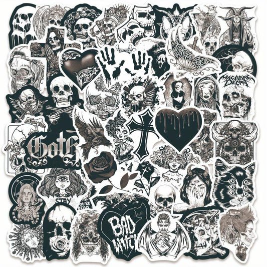 50pcs Punk Thriller Horror Skull Sticker Motorcycle Laptop Cup Waterp