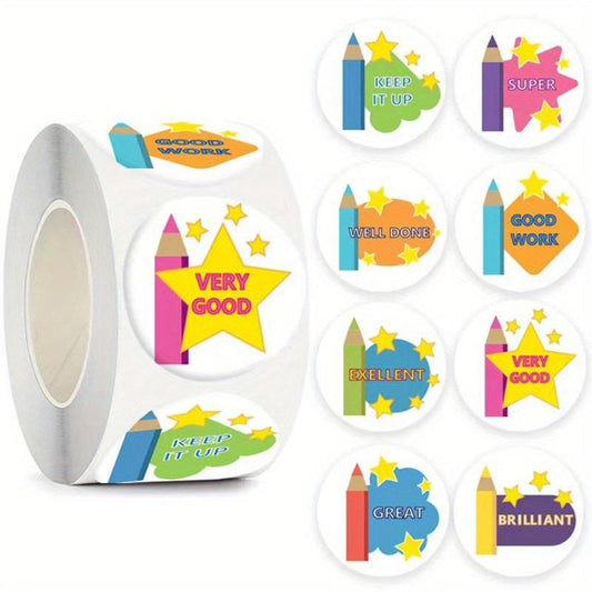 500 Star Pencil Reward Stickers for Teachers and Kids