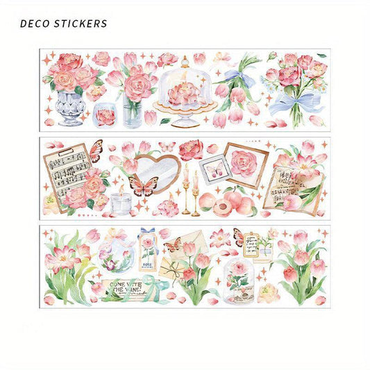 6 Sheets Garden Series Waterproof Floral Sticker