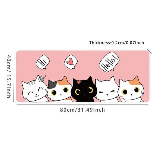 Cartoon Gaming Mouse Pad for Desktop Speed Keyboard Laptop - Cat Pattern