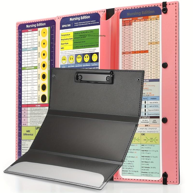 3 Layer Nursing Clipboard with Cheat Sheets Pink