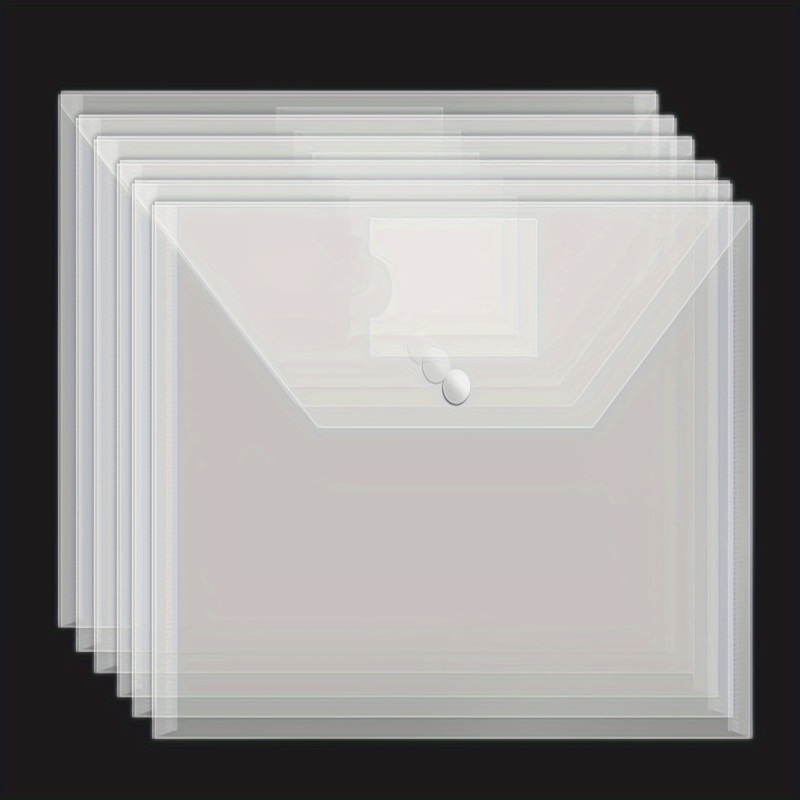 20pcs Transparent Plastic Envelopes with Snap Button for A4 Documents