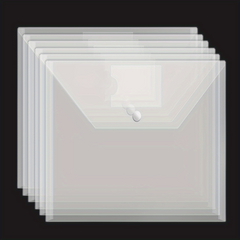 20pcs Transparent Plastic Envelopes with Snap Button for A4 Documents