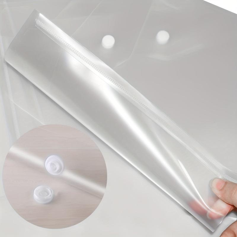20pcs Transparent Plastic Envelopes with Snap Button for A4 Documents