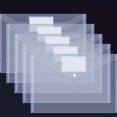 20pcs Transparent Plastic Envelopes with Snap Button for A4 Documents