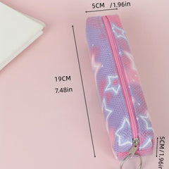 Rose Red Pentagram Pencil Case for School Supplies