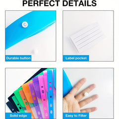 12 Pack A4 Plastic Wallets Punched Pockets Document Files For Office Home School