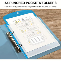 12 Pack A4 Plastic Wallets Punched Pockets Document Files For Office Home School