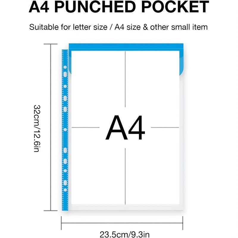 12 Pack A4 Plastic Wallets Punched Pockets Document Files For Office Home School