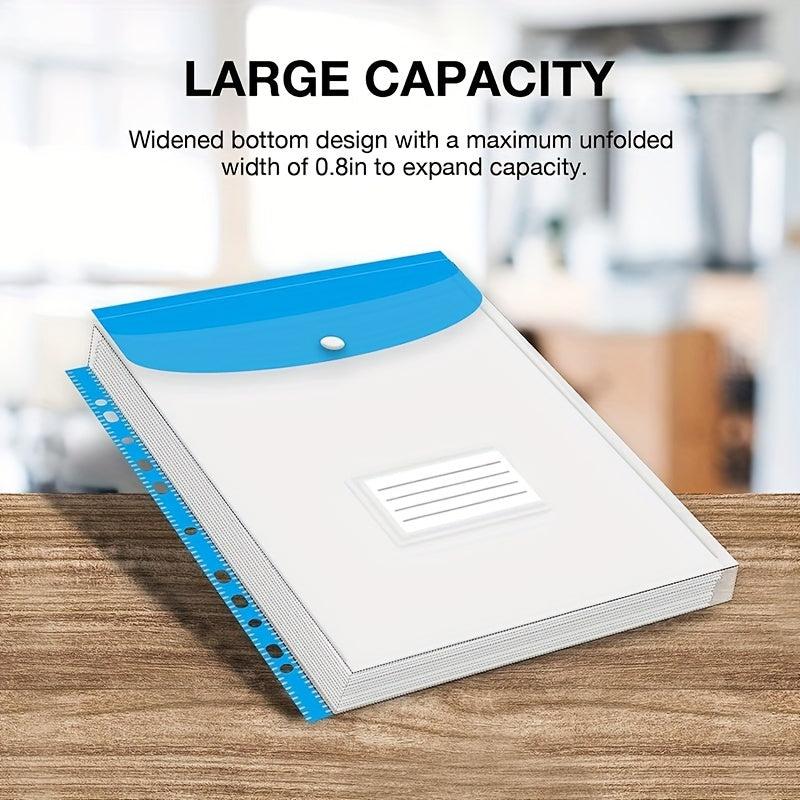 12 Pack A4 Plastic Wallets Punched Pockets Document Files For Office Home School