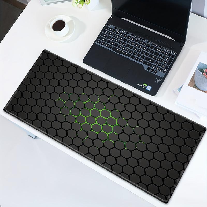 Green Plaid Pattern Gaming Mouse Pad Large Mouse Mat for PC Laptop