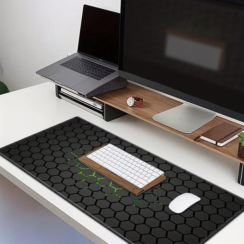 Green Plaid Pattern Gaming Mouse Pad Large Mouse Mat for PC Laptop