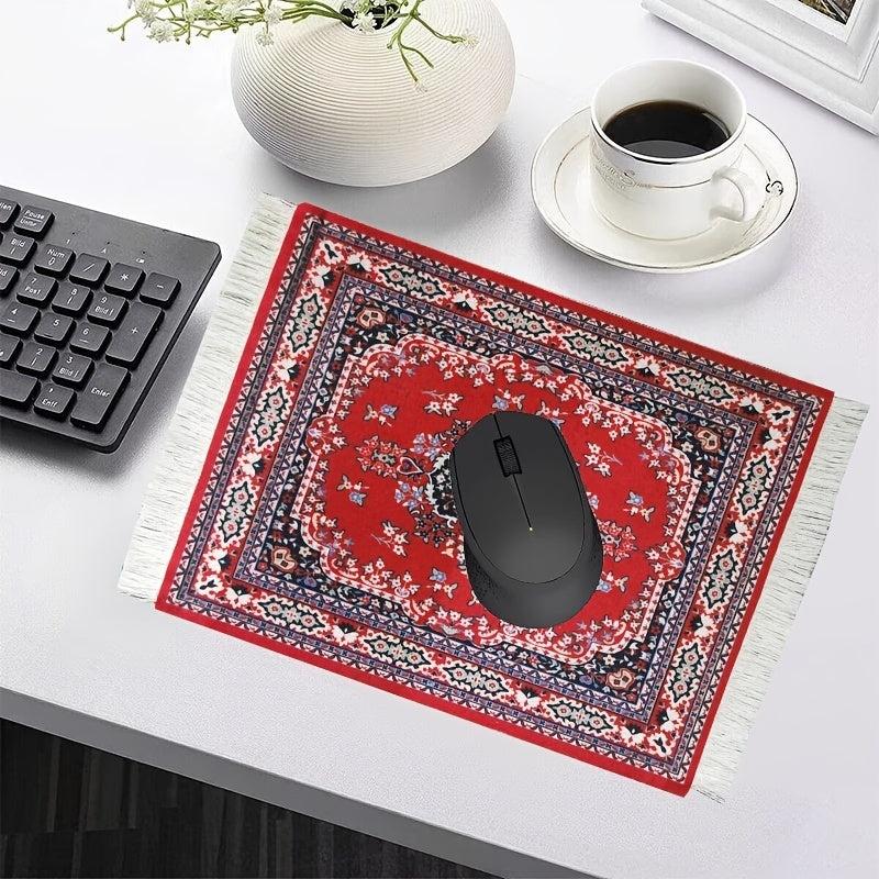 Persian Mini Woven Rug Mat Mousepad Retro Style Carpet Pattern