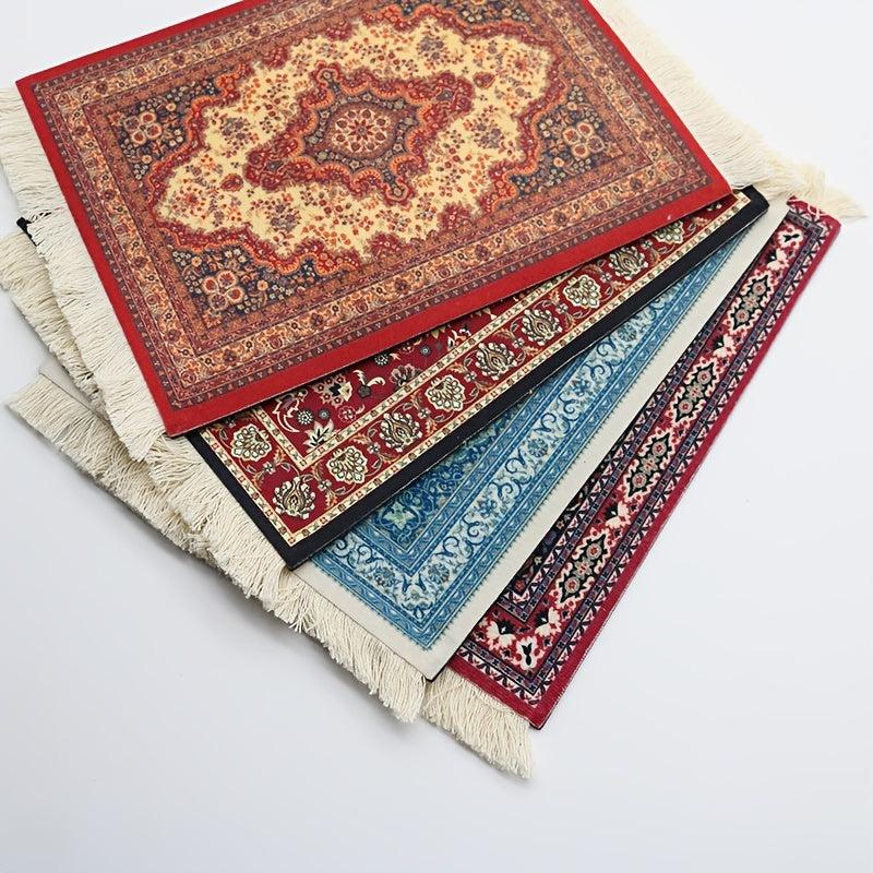 Persian Mini Woven Rug Mat Mousepad Retro Style Carpet Pattern