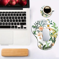 Ergonomic Mouse Pad with Wrist Support - Non Slip Base - Pain Relief Floral