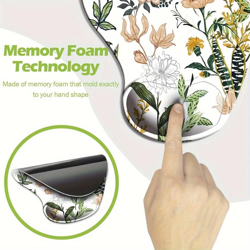 Ergonomic Mouse Pad with Wrist Support - Non Slip Base - Pain Relief Floral