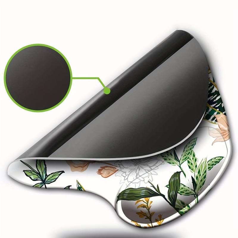 Ergonomic Mouse Pad with Wrist Support - Non Slip Base - Pain Relief Floral