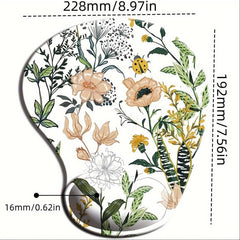 Ergonomic Mouse Pad with Wrist Support - Non Slip Base - Pain Relief Floral