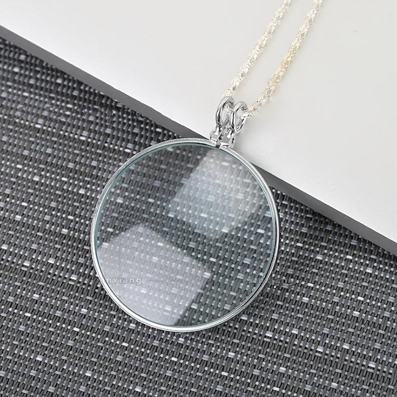 Vintage Magnifying Glass Pendant Necklace 5X