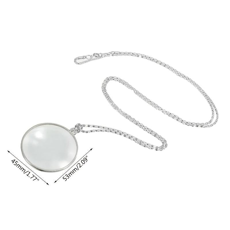 Vintage Magnifying Glass Pendant Necklace 5X