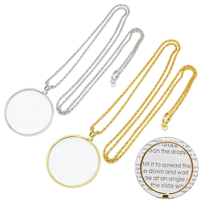 Vintage Magnifying Glass Pendant Necklace 5X