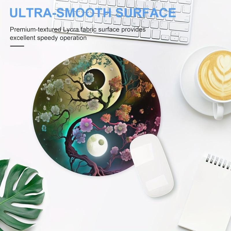 Taiji Landscapes Gaming Mouse Pad Round Non-slip Rubber Mouse Mat