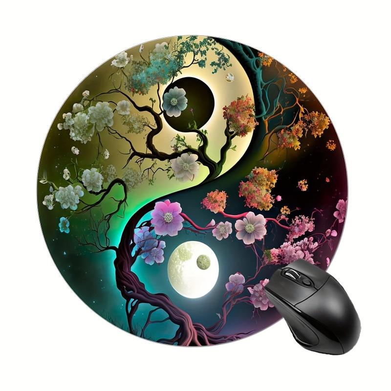 Taiji Landscapes Gaming Mouse Pad Round Non-slip Rubber Mouse Mat