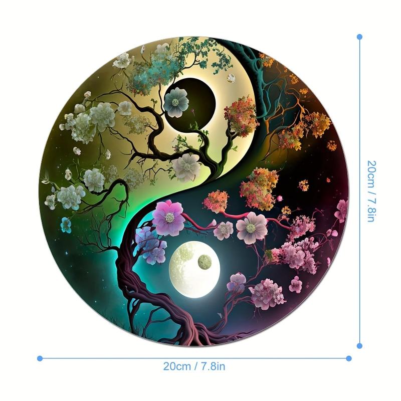 Taiji Landscapes Gaming Mouse Pad Round Non-slip Rubber Mouse Mat