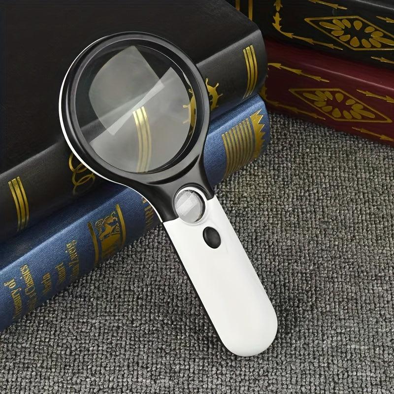 1pc Magnifying Glass With 3 LED Lights Ultra HD Reading Book Identification Size