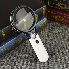 1pc Magnifying Glass With 3 LED Lights Ultra HD Reading Book Identification Size