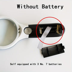 1pc Magnifying Glass With 3 LED Lights Ultra HD Reading Book Identification Size