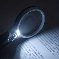 1pc Magnifying Glass With 3 LED Lights Ultra HD Reading Book Identification Size