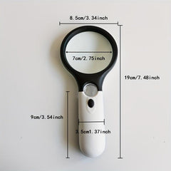 1pc Magnifying Glass With 3 LED Lights Ultra HD Reading Book Identification Size