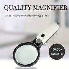 1pc Magnifying Glass With 3 LED Lights Ultra HD Reading Book Identification Size